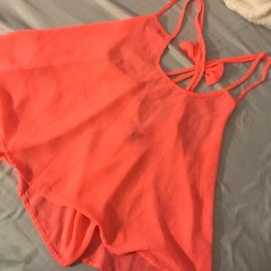 bright coral pink shirt